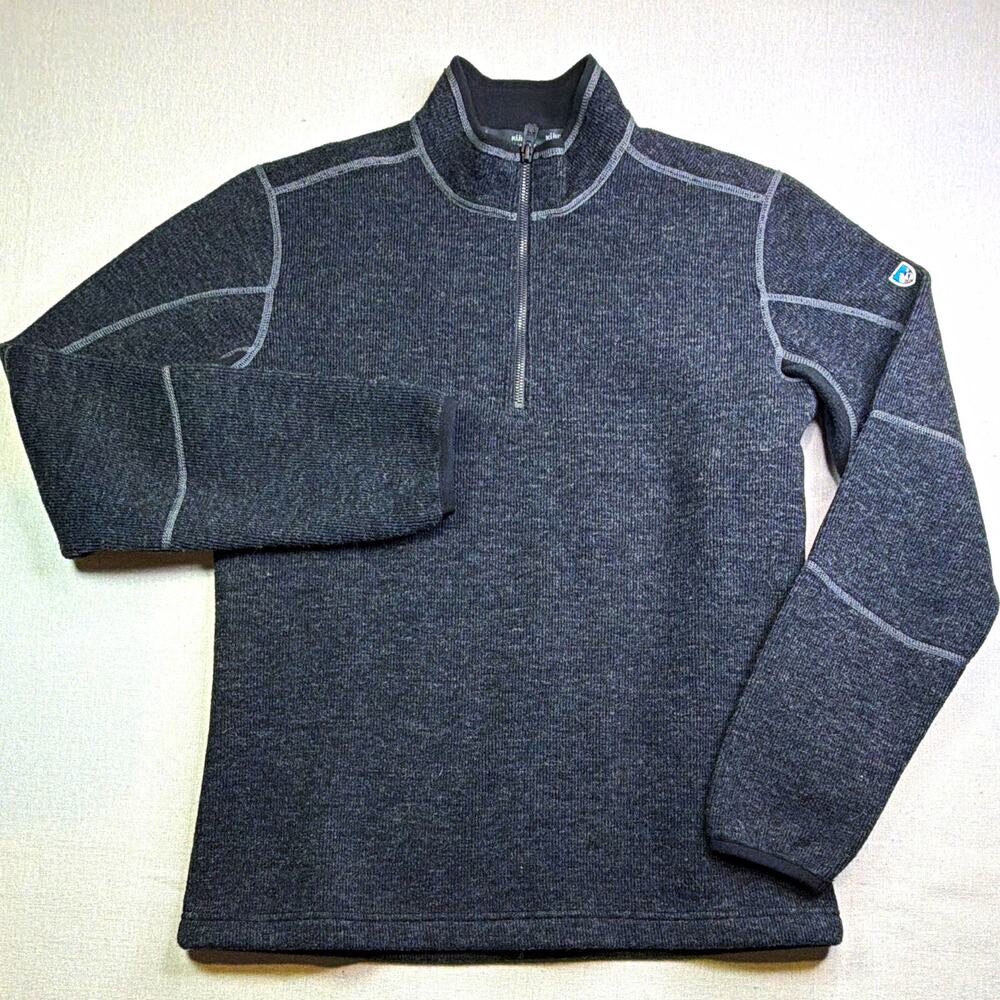 KUHL Thermo Kore Mens 1/4 Zip Mock Neck Fleece Sweatshirt Gray Size Small